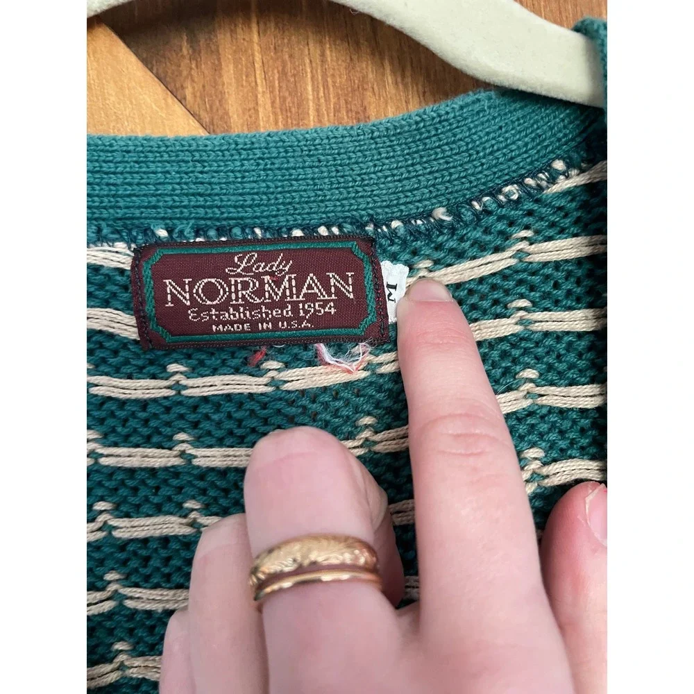 Vintage Lady Norman V-Neck Wrap Style Button-Front Knit Sweater Vest Made in USA